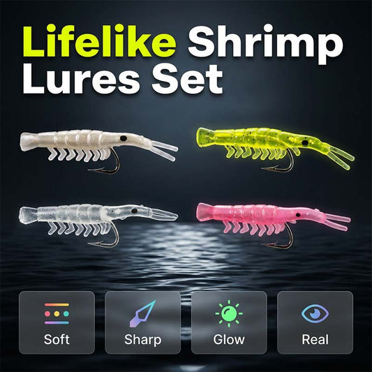 🌙✨50PCS Luminous Shrimp Lures – Glow in the Dark & Sharp Hooks 🦐🎣