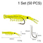 🌙✨50PCS Luminous Shrimp Lures – Glow in the Dark & Sharp Hooks 🦐🎣