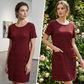 ⌛Limited-time Offer👗 Women's Round Neck Textured Knee-Length Dress- Made For Everyday Life✨