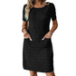 ⌛Limited-time Offer👗 Women's Round Neck Textured Knee-Length Dress- Made For Everyday Life✨