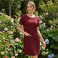 ⌛Limited-time Offer👗 Women's Round Neck Textured Knee-Length Dress- Made For Everyday Life✨