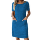 ⌛Limited-time Offer👗 Women's Round Neck Textured Knee-Length Dress- Made For Everyday Life✨