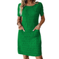 ⌛Limited-time Offer👗 Women's Round Neck Textured Knee-Length Dress- Made For Everyday Life✨