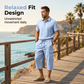 Men Summer Linen Set Loose Shirt and Cargo Shorts Two Piece Outfit