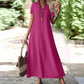🥳SUMMER HOT SALE🥳💞50K+ SOLD!💥50% OFF! 👗Women's Short Sleeve V-Neck Maxi Dress