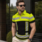 👕 Men's High Visibility Reflective Short Sleeve Shirt – Neon Blocks & Athletic Fit Cut ⏰