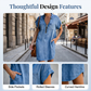 👗Summer Hot Sale - Up to 50% OFF⚡50K+ SOLD!🎁Women Casual Denim Shirt Dress Loose Lapel Short Sleeve Zipper Dress with Pockets