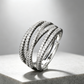 💍 Last Day Special Price ! 🔥 Adjustable Multi-Band Crossover Ring – Sparkling Paved Cubic Zirconia