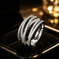 💍 Last Day Special Price ! 🔥 Adjustable Multi-Band Crossover Ring – Sparkling Paved Cubic Zirconia