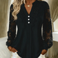 Women's Lace Patchwork V-Neck Long Sleeve Top