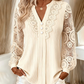 Women's Lace Patchwork V-Neck Long Sleeve Top