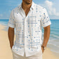 ☀️👔Men’s Geometric Print Relaxed-Fit Button-Down Shirt – Soft Summer Feel, Roomy Comfort & Vacation-Ready Style✨