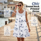 Summer Bestseller🔥👗 Round Neck Printed Sleeveless Dress with Lace Trim – Breathable & Lightweight for Everyday Elegance