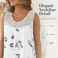 Summer Bestseller🔥👗 Round Neck Printed Sleeveless Dress with Lace Trim – Breathable & Lightweight for Everyday Elegance