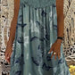 Summer Bestseller🔥👗 Round Neck Printed Sleeveless Dress with Lace Trim – Breathable & Lightweight for Everyday Elegance