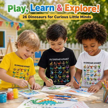 🎁 New Arrival🔥 Children's T-shirt with Dinosaur and Letter Prints