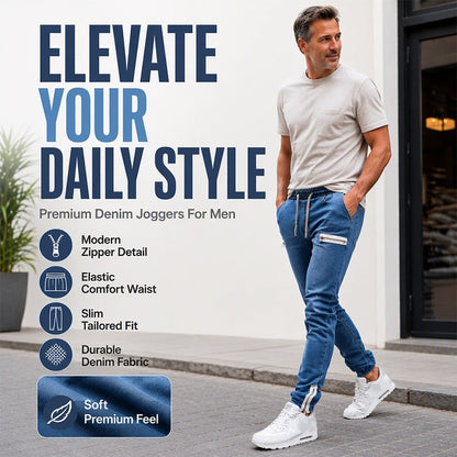 👖✨Bestseller - Slim-Fit Denim Joggers with Stretch Waist – Easy Pull-On Style & Clean Tapered Look for Everyday Wear