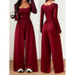 ✨ Flattering Elegance | Women's Square-Neck Ruched-Waist Wide-Leg Jumpsuit