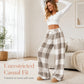 ☁️ Feel-Good Comfort | Women's Plush Plaid Wide-Leg Trousers