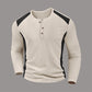 Men's Color Block Waffle Knit Henley Shirt