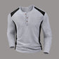 Men's Color Block Waffle Knit Henley Shirt