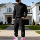 Men's Textured Mock Neck Pullover & Pants Set