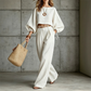 ✨ One Set, More Ways to Wear | Women's Crop Top & Wide-Leg Pants 2-Piece Set