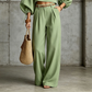 ✨ One Set, More Ways to Wear | Women's Crop Top & Wide-Leg Pants 2-Piece Set