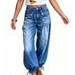 ✨ Standout Denim | Women's High-Waisted Convertible Balloon Jeans with Drawstring Cuffs