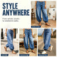 ✨ Standout Denim | Women's High-Waisted Convertible Balloon Jeans with Drawstring Cuffs