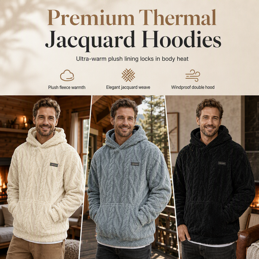❄️ Raised Texture, Serious Warmth | Men's Fleece-Lined Jacquard Hoodie