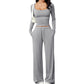 💫 Flattering Square Neck, Effortless Two-Piece Style | Women's Wide-Leg Set ⚡