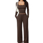 💫 Flattering Square Neck, Effortless Two-Piece Style | Women's Wide-Leg Set ⚡