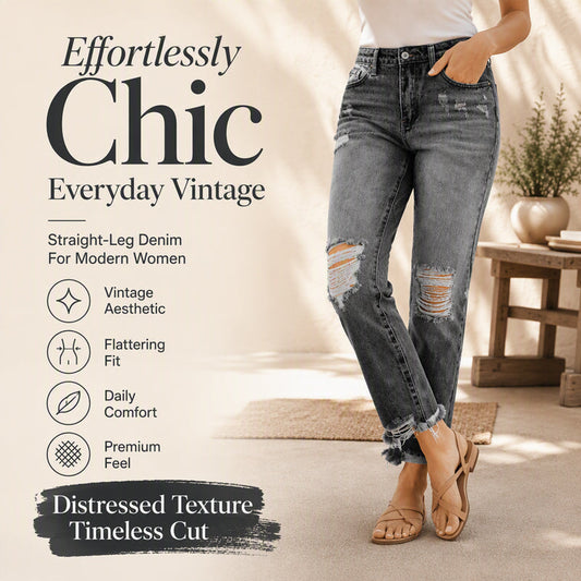 ⏰💖Black Friday Mega Deal – 50% off!💖👖 Vintage Edge, Effortless Style | Women's Distressed Ripped Jeans