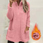 🧸 ☁️ Women's Half-Zip Plush Sweatshirt with Pockets
