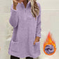 🧸 ☁️ Women's Half-Zip Plush Sweatshirt with Pockets