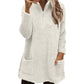 🧸 ☁️ Women's Half-Zip Plush Sweatshirt with Pockets