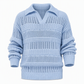 Men's Lapel Collar Hollow Out Knitted Sweater
