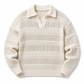 Men's Lapel Collar Hollow Out Knitted Sweater