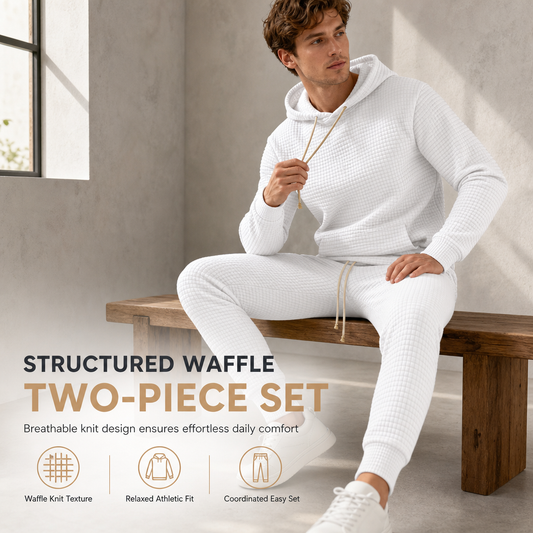Men's Waffle Jacquard Hooded Tracksuit
