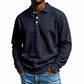 Men's Waffle Knit Long Sleeve Collared Top
