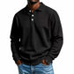 Men's Waffle Knit Long Sleeve Collared Top