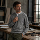 Men's Waffle Knit Fake Two-Piece Henley Top