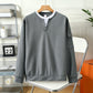 Men's Waffle Knit Fake Two-Piece Henley Top