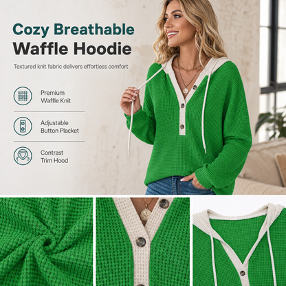 Women's Loose Fit Knit Hooded Sweatshirt