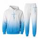 Men's 3D Digital Print Long Sleeve Hooded Sweatshirt and Pants Set Loose Fit Tracksuit for Spring and Autumn