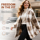 Women's Loose Plaid Color Block Hooded Cardigan