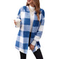 Women's Loose Plaid Color Block Hooded Cardigan