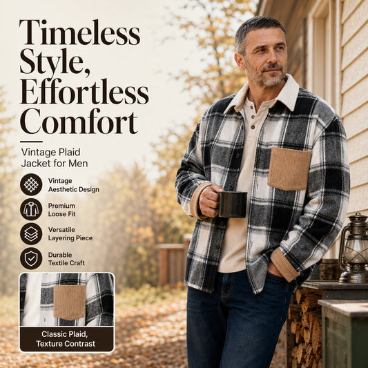 Men's Casual Plaid Shirt Jacket