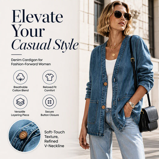 Hot Sale 50% OFF💖Women's Casual V-Neck Denim Cardigan